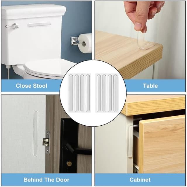 Detalle de Vicloon Paraurti per mobili in silicone trasparente adesivo, 8 pezzi (gommini ant’urto) 15 cm