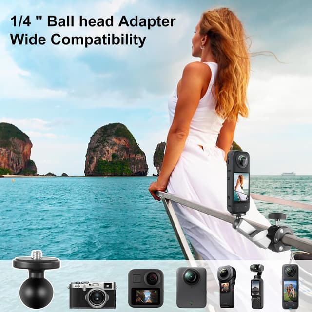 Detalle de PULUZ Motorrad-Lenker Klemme mit drehbarem Kugelkopf für GoPro Hero und Action-Cameras