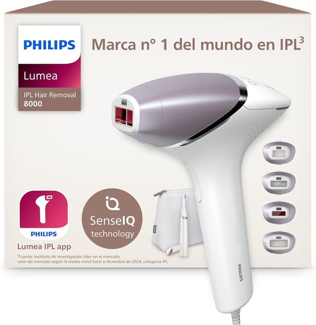 Detalle de Philips Lumea serie 8000, depilación IPL con 4 accesorios