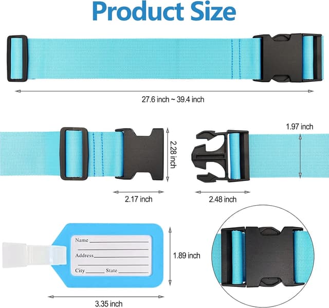 Detalle de Koffergurte 4er-Set Kofferband mit Namensschild
