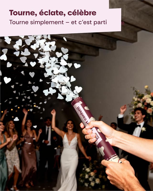 Thumbnail 5 de Partyjoker 5 Canons à Confettis Cœurs Blancs 5–8 m