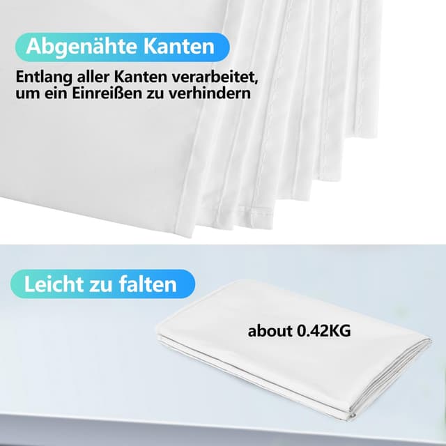 Detalle 2 de JEBUTU weißer Fotohintergrund 1,5x2 m aus Polyester – waschbar & für Fotografie, Zoom und Video-Meetings