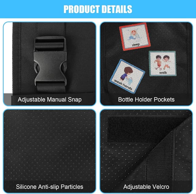 Detalle de DINGBLUE Toddler Airplane Bed (Black) – portable airplane seat extender with foot hammock for kids