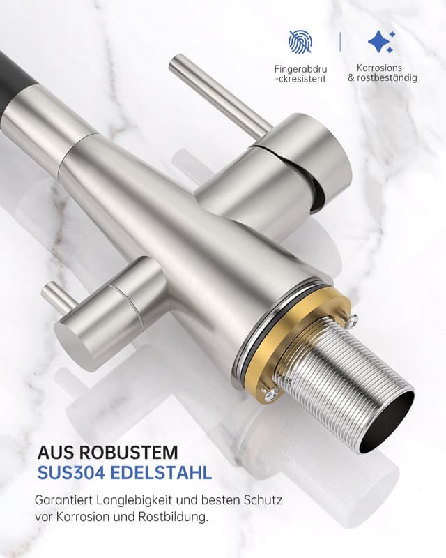 Thumbnail 6 de DAYONE 3‑Wege Wasserhahn Schwarz 360° drehbar 🚰