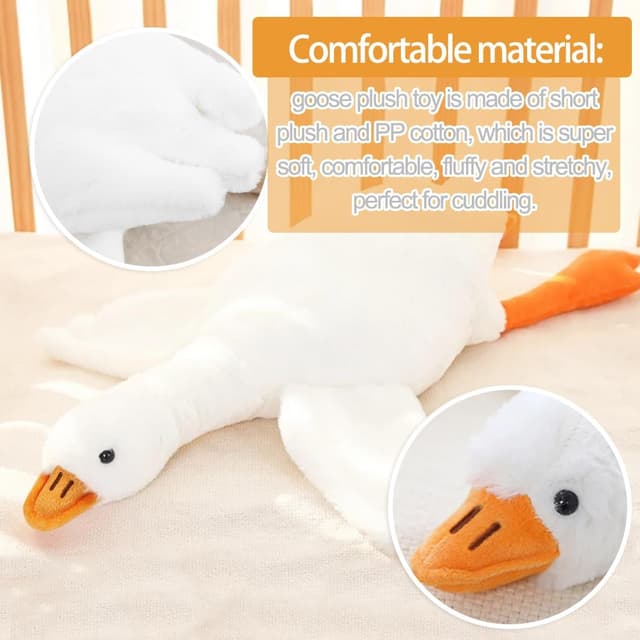 Detalle 2 de Zaloife Peluche Oie géante 50 cm — doudou pour câlins et décoration, à récupérer après compression sous vide