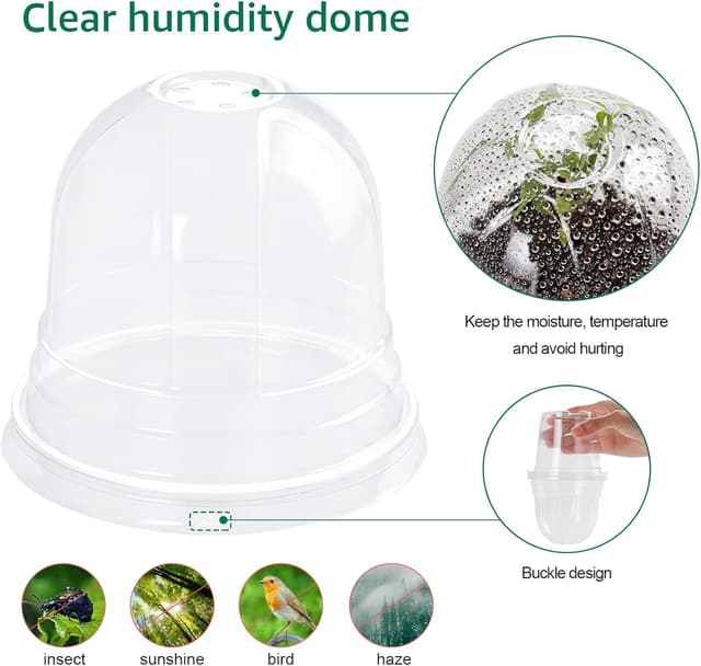 Detalle de Bluepro 30-Pack 4-Inch Clear Nursery Pots with Humidity Dome for Seed Starting