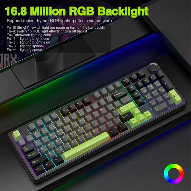 Detalle 2 de AULA F99 Pro Wireless Mechanical Keyboard with Knob (Tri-Mode BT5.0/2.4GHz/USB-C, Hot-Swappable) — Creamy Sound + RGB