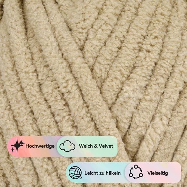 Thumbnail 6 de Coopay Chenille Chunky – laine à tricoter épaisse 4 x 100 g, gris foncé