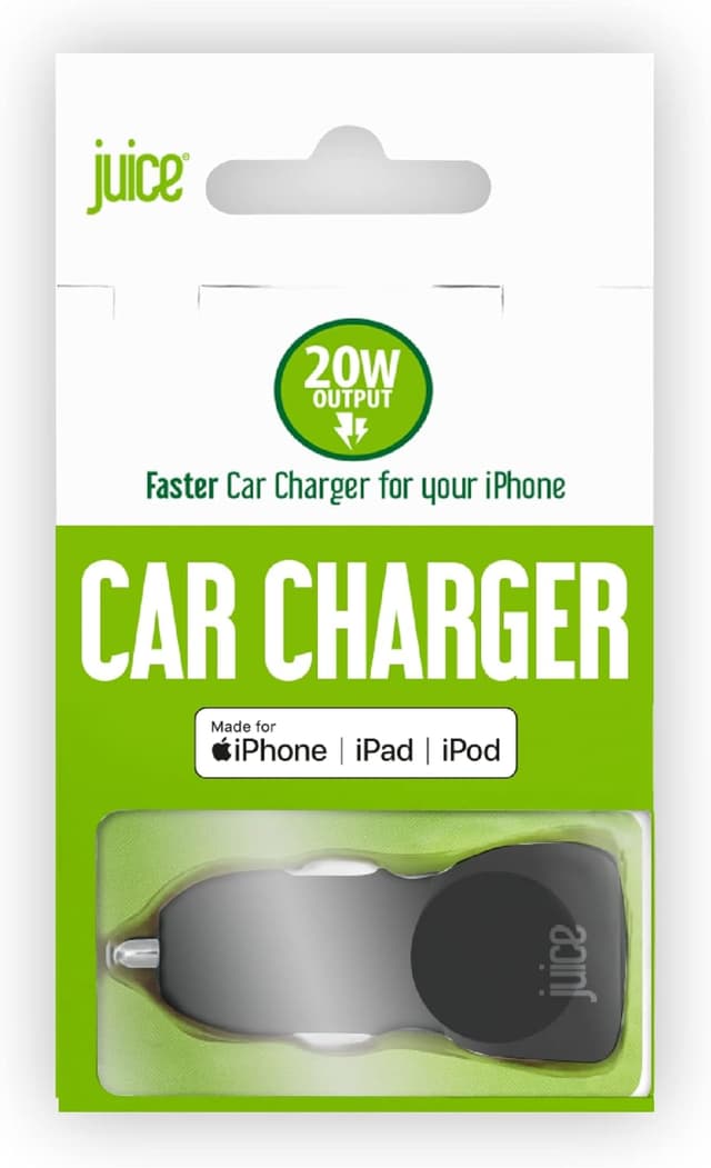 Detalle 2 de Juice 20W Integrated Lightning Car Charger with MFI certification (1.5m cable) for iPhone & iPad