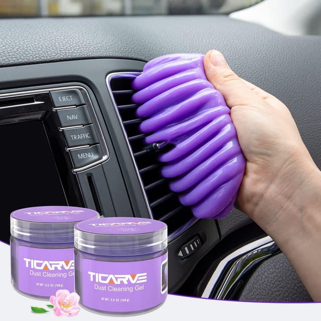 Detalle de TICARVE Car Cleaning Gel 2 Pack – Reusable sticky putty for vents, dashboard & electronics