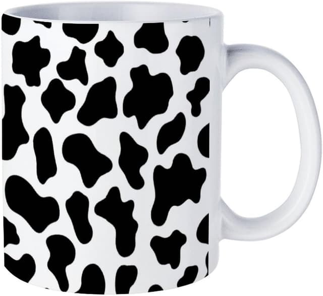 Detalle de Ceramic Mug – Cow Print, 11oz: microwaveable, dishwasher safe