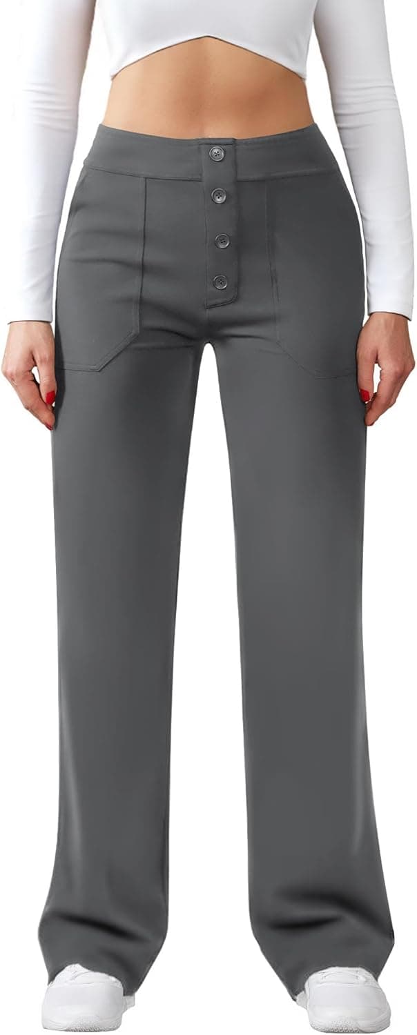 Detalle de Friptspyg Damen-Hose mit hoher Taille, weitem Bein und Stretch – casual & Arbeitshose mit Taschen