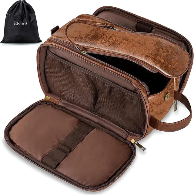Detalle de Elviros PU leather toiletry bag for men