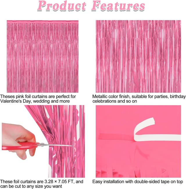 Thumbnail 3 de Pink Tinsel Backdrop 3.28x7.05 ft 2-Pack