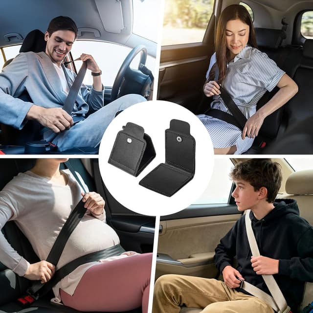 Thumbnail 6 de Flintronic lot de 4 clips ajusteurs de ceinture de sécurité universels en cuir PU souple