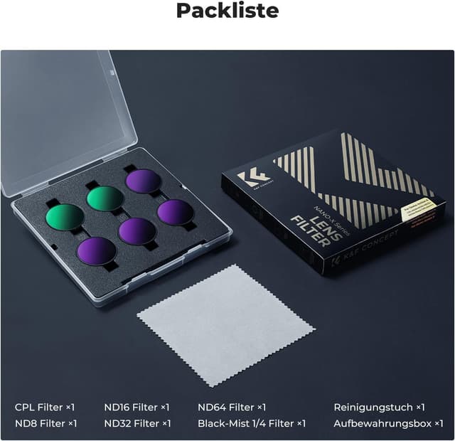 Thumbnail 6 de K&F CONCEPT Clip-On Schnellwechsel-Filter Kit für DJI Osmo Action 6 (6er-Pack) mit CPL, ND8/ND16/ND32/ND64 & Black-Mist 1/4