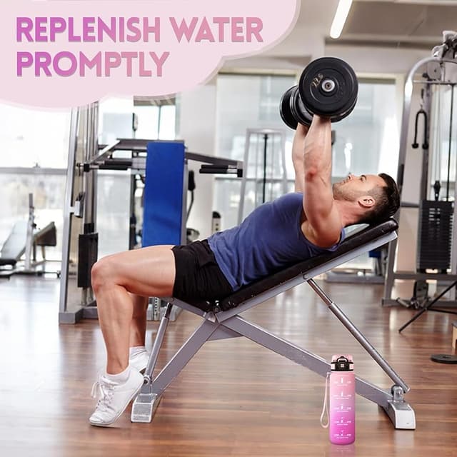 Detalle 1 de Botella Agua 1000 ml con paja y marcador de tiempo 🚰