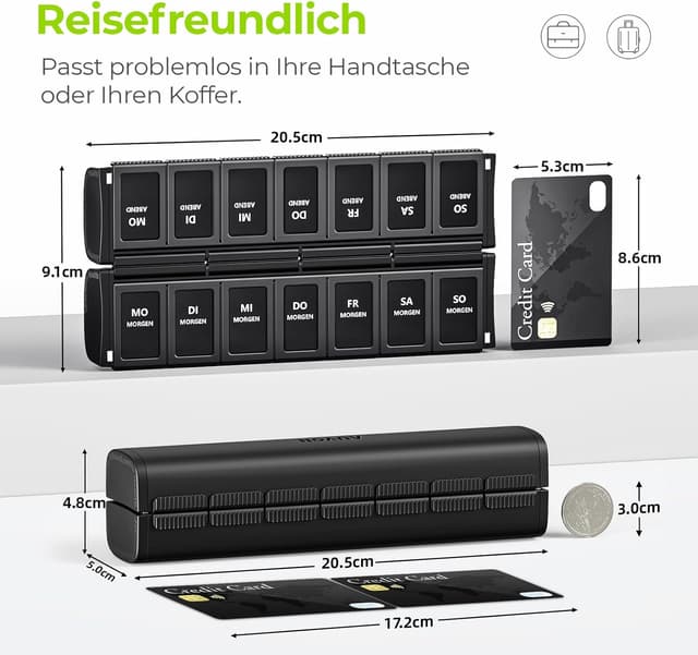 Thumbnail 6 de AUVON Faltbare Tablettenbox 14 Fächer