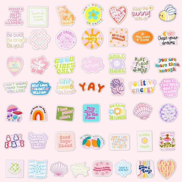 Detalle de Vicloon 100PCS Pink Motivational Stickers (Waterproof PVC, re-pasteable)