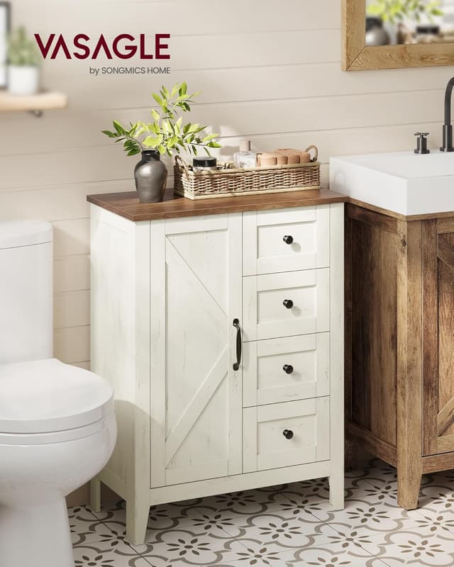 Thumbnail 1 de VASAGLE LIRY Armario baño blanco rústico 4 cajones