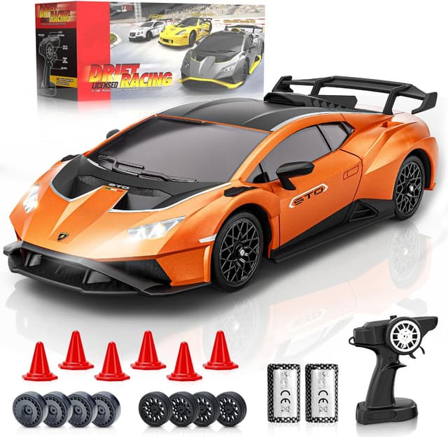 Detalle de LUXOS RC Lamborghini Huracán STO 1:18 Officially Licensed Remote Control Car (Orange) – 15km/h 2.4GHz