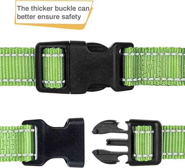 Detalle de HEELE collier pour chien réfléchissant en néoprène rembourré ajustable (XS) – Vert gazon