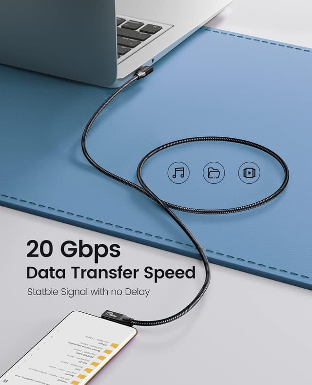 Detalle 2 de ORICO USB‑C auf USB‑C Kabel (1 m) mit 20 Gbps, 100 W und 4K@60 Hz