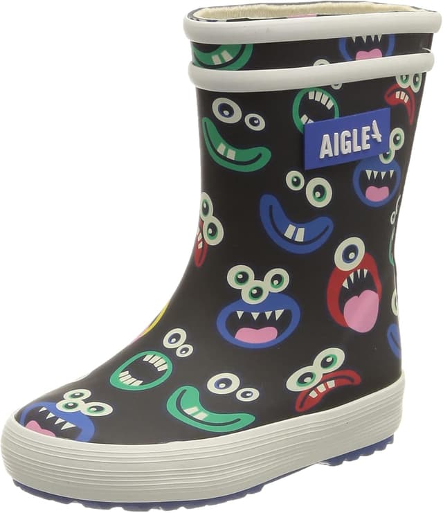 Detalle de Aigle Kids Baby Flac Play2Rain rubber boot with seasonal prints (Multicolor Monsters)