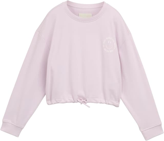 Detalle de TOM TAILOR 1046065 felpa basic cropped per bambine e ragazze con coulisse e stampa sul petto