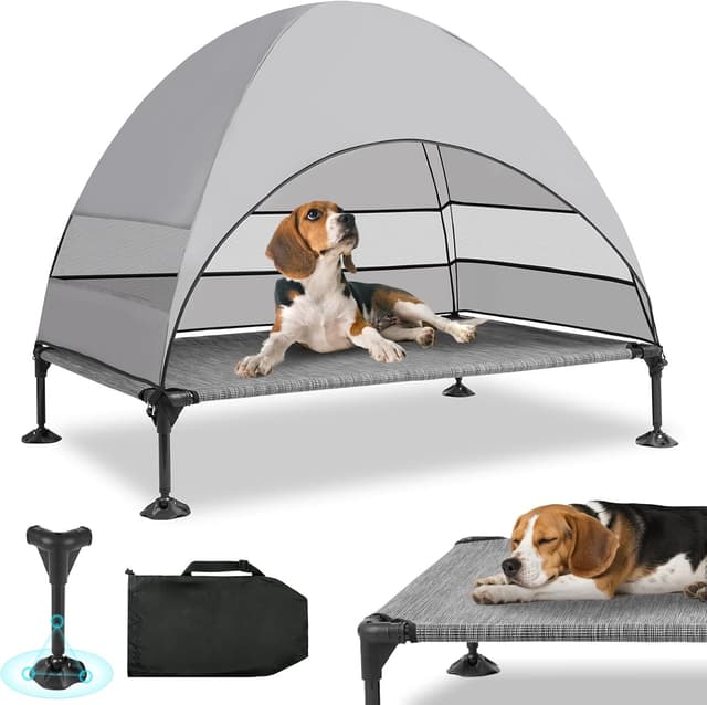 Detalle de Snagle Paw Hundeliege mit Dach – stabiles erhöhtes Hundebett für große Hunde, Indoor/Outdoor