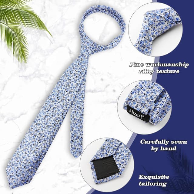 Detalle de Alizeal Mens tie set 8cm floral