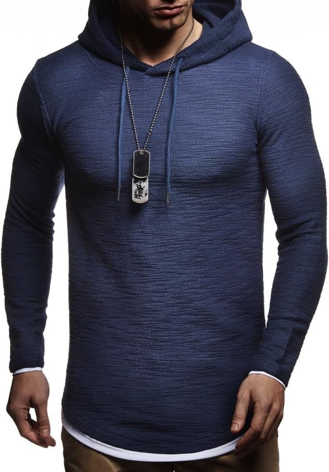 Thumbnail 6 de Leif Nelson Felpa con Cappuccio Uomo LN-8120: maglione hoodie Slim Fit