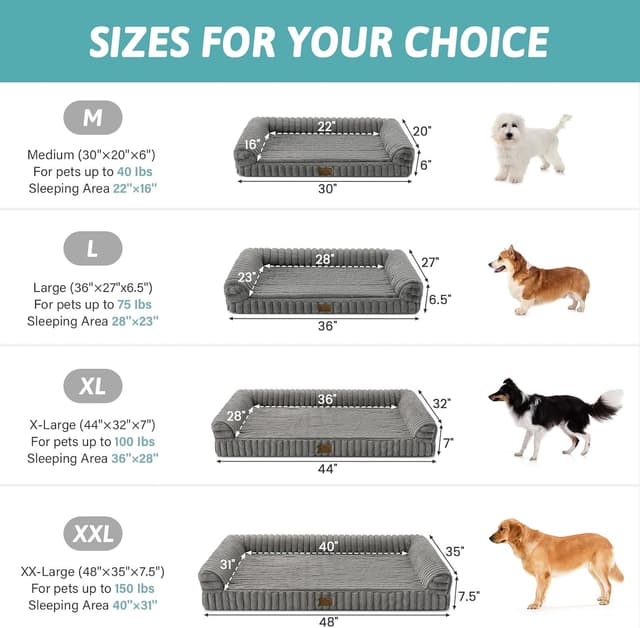 Detalle 2 de COZY KISS Orthopaedic Dog Bed for Extra Large Dogs (120x88x17cm) – Washable Grey U-Shape Sofa with Egg-Crate Foam