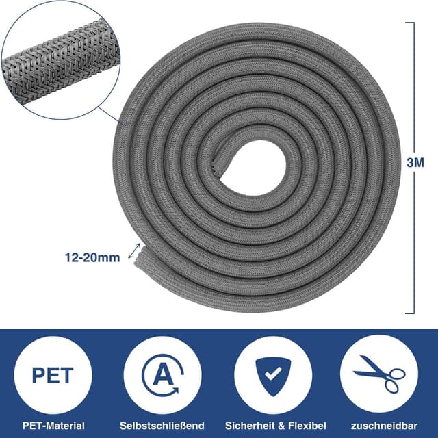 Detalle 2 de Palazen Kabelschlauch 3 m für 12 bis 20 mm