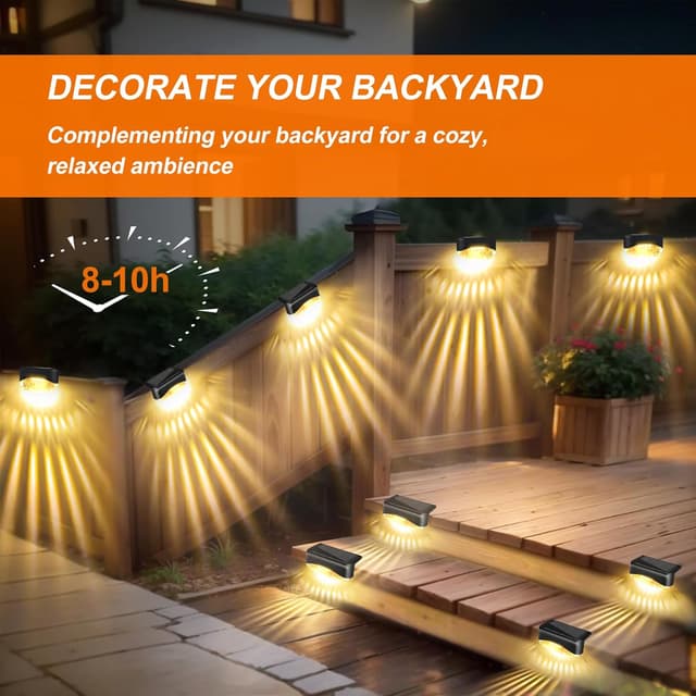 Detalle de Bzavor Solarlampen für Außen Garten (8er-Set) – IP65, 7,5 x 4 cm, warmweiß für Zaun & Balkon