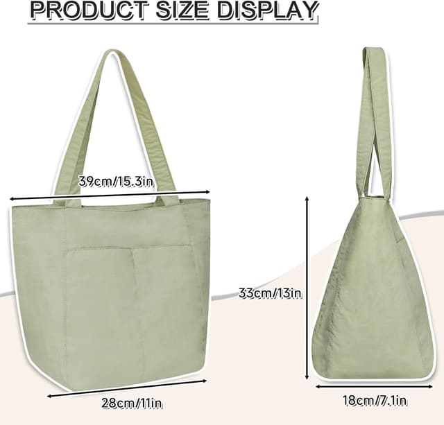 Detalle de Boziee Unisex Schultertasche im Minimal-Look – Nylongewebe Shopper Tote Bag für Alltag, Büro, Reisen und Schule