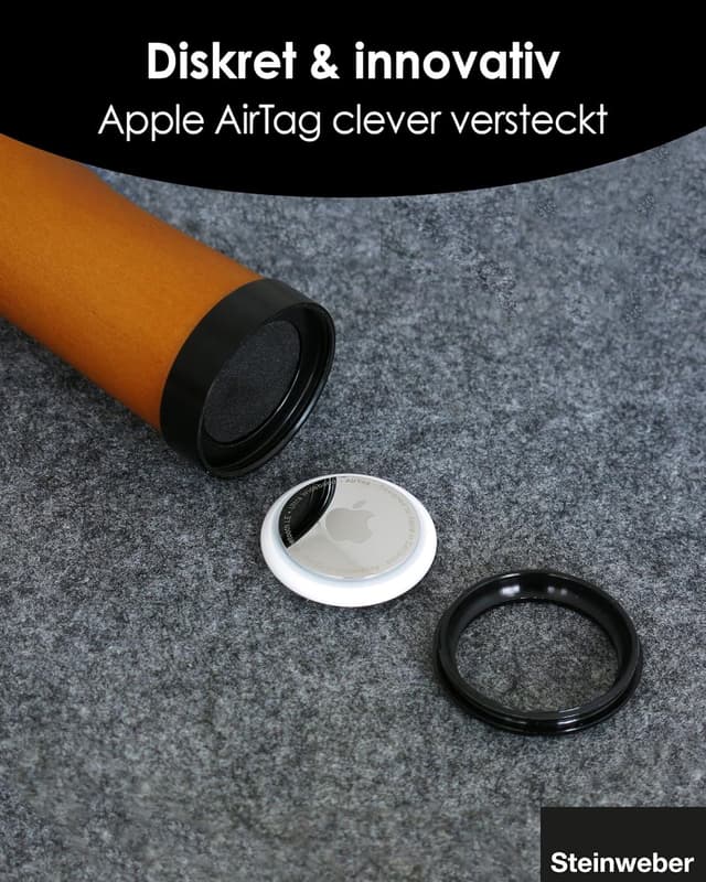 Detalle de Steinweber Airbrella: intelligenter Stockschirm mit AirTag-Versteck, sturmfest & wasserdicht (98 cm, ø 120 cm)