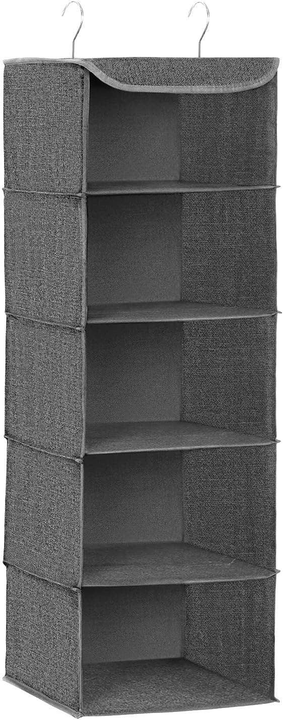 Detalle de SONGMICS RCH005G02 Kleiderschrank-Hängesack (faltbar, 2 Stück) – platzsparende Hängeaufbewahrung mit Metallhaken