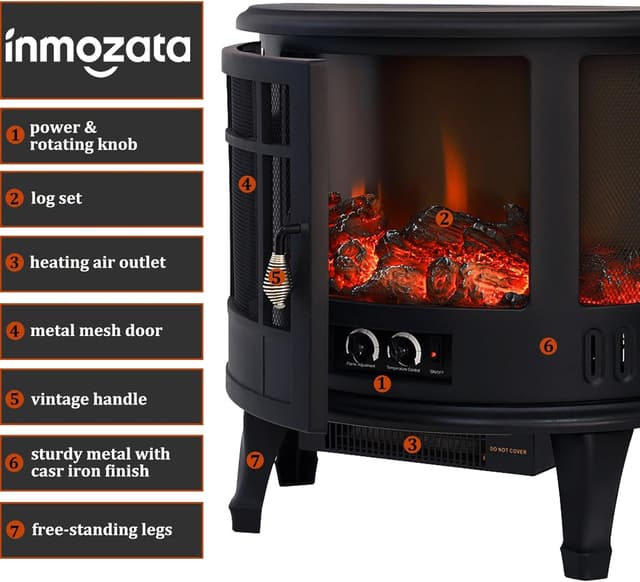 Thumbnail 2 de INMOZATA Free Standing Electric Fire Stove 1800W