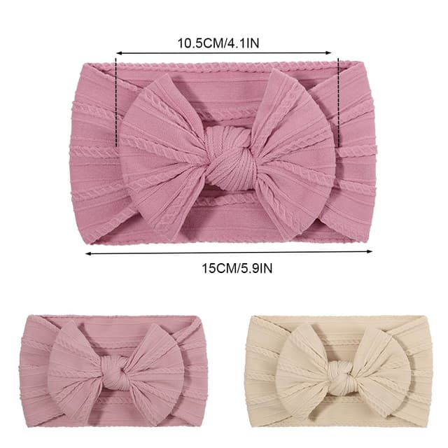 Detalle 2 de DiULi Baby Stirnbänder Set (3 Stück) – Turban-Stirnband mit Schleifen für Neugeborene & Kleinkinder