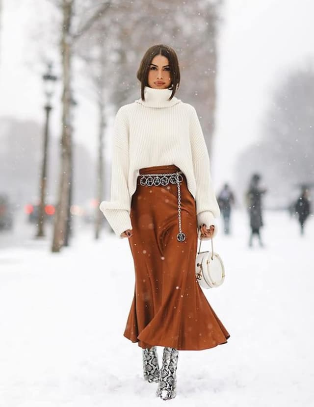 Detalle de Zeagoo Satin High-Waist Midi Skirt for Women (Elegant Party Skirt)