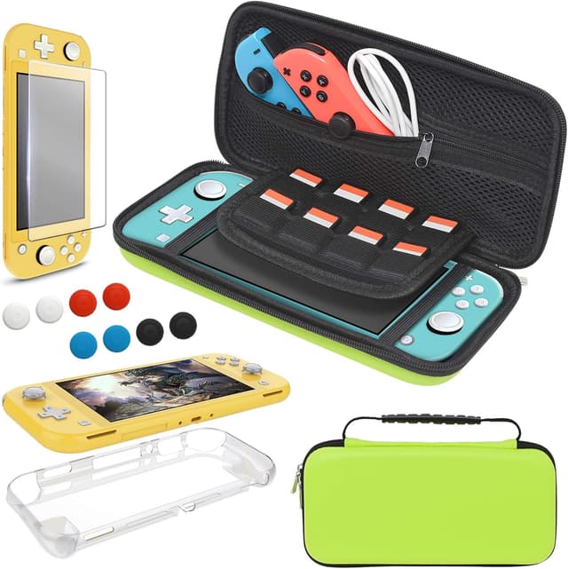 Detalle de YUANHOT Tasche & Schutzhülle-Set für Nintendo Switch Lite (4-in-1 mit TPU-Hülle, Display-Schutzfolie & Griffkappen) – Grün