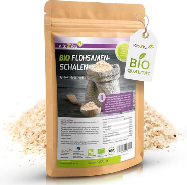 Imagen de Vita2You Flohsamenschalen 1 kg en OfertitasTOP