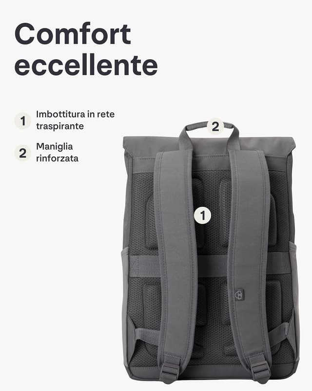 Detalle 2 de Johnny Urban Zaino espansibile MIKA grigio scuro con vano PC 16” impermeabile