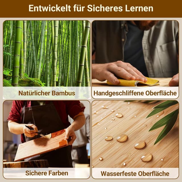 Detalle de COSYLAND Lernturm ab 1 Jahr (Montessori Learning Tower) in Naturfarbe – sicherer Kinder-Lernturm mit Geländern