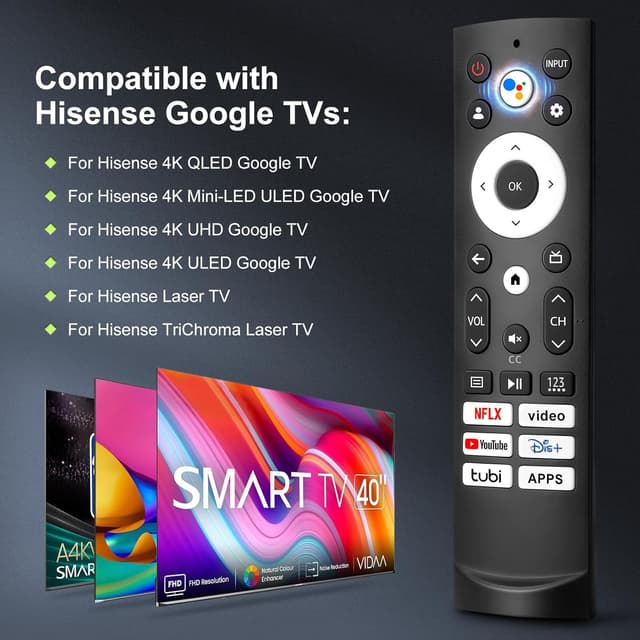 Detalle de Only for Hisense Google Smart TV Voice Remote Replacement (ERF3M90H) for 4K QLED / QLED / Mini-LED models