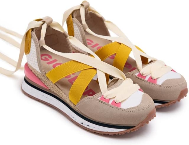 Detalle de Sneakers beige espadrille à semelle compensée