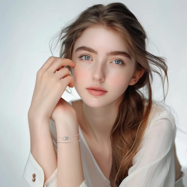 Detalle 2 de Bracelet argent 925 Arrebol, double chaîne 20 cm