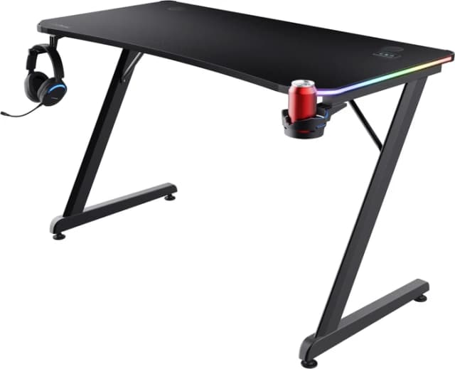 Detalle de Trust GXT709 Luminus RGB Gaming-Schreibtisch (120 x 60 cm) in Schwarz