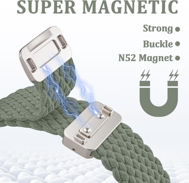 Detalle de DigiHero Braided Loop braided nylon Apple Watch strap with magnetic clasp (Sport stretch band) — compatible with 38–46mm